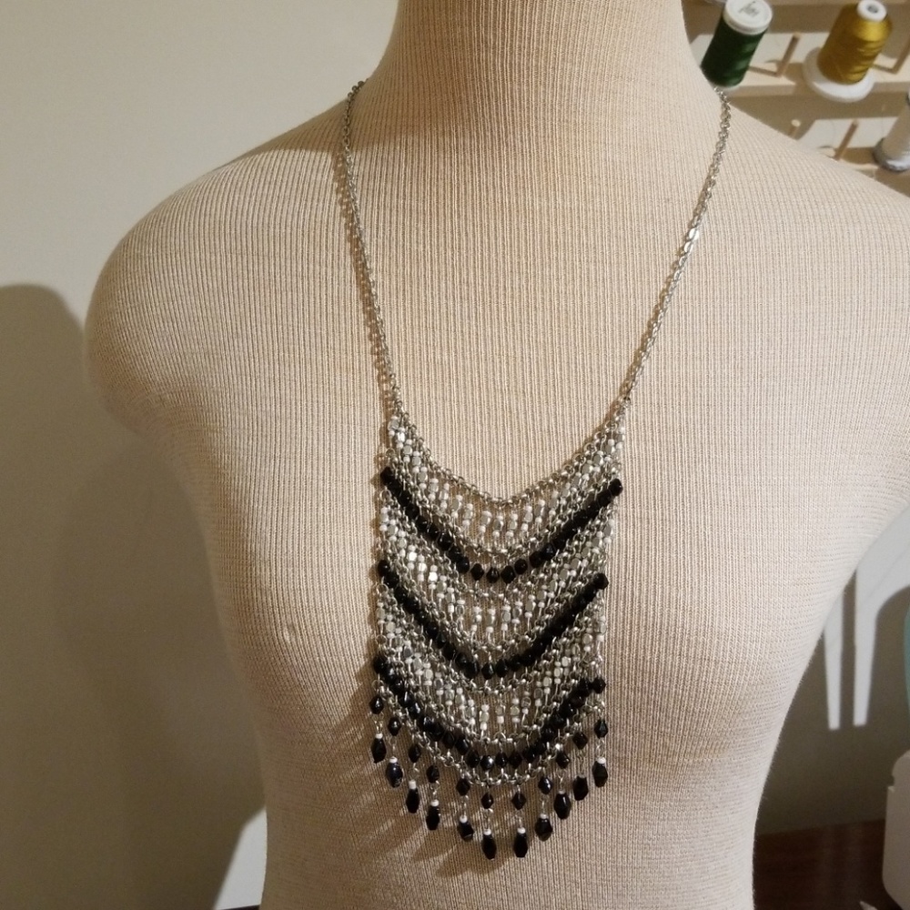 Metal and glass bead necklace